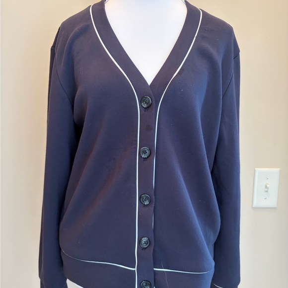 All in Motion Dark Blue Cardigan with White Trim. Like New! Size XS - Picture 3 of 9